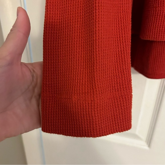 Anthropologie Thermal Long Sleeve Burnt Orange boxy oversized shirt size Medium - Picture 3 of 8